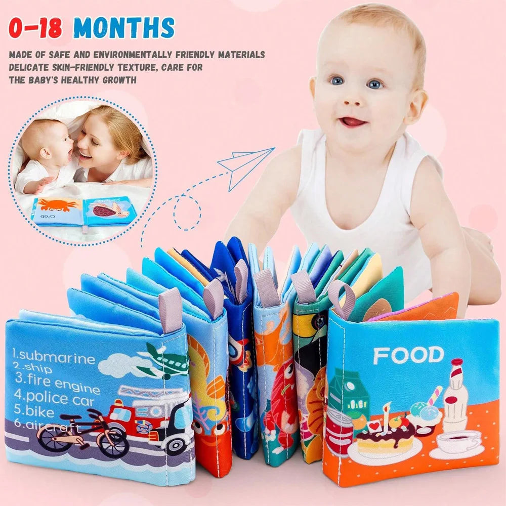 Soft Baby Crinkle Book Set, Bath Books,Nontoxic Fabric Soft Cloth Books for Babies,Early Education Toys Giftable