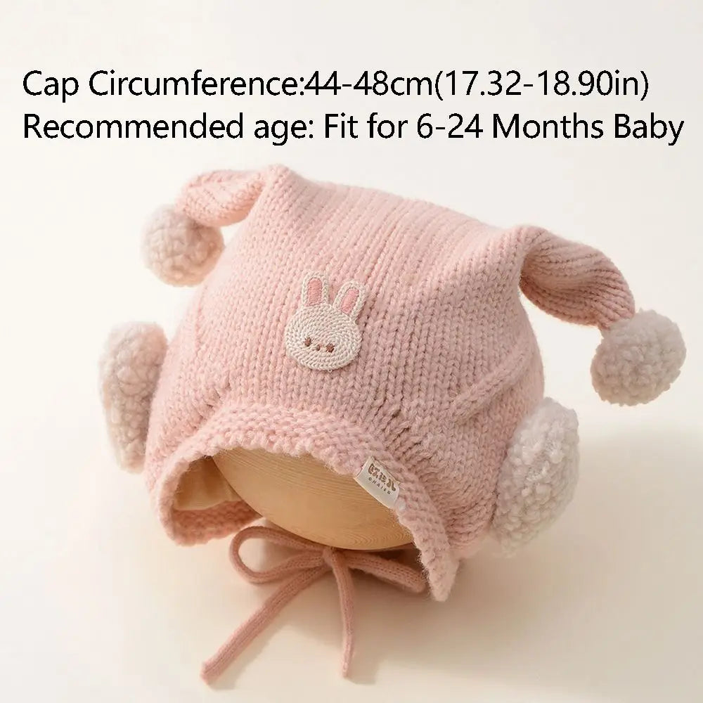 Cute Winter Baby Crochet Hat Breathable Cold-Resistant Toddler's Knitted Hat 6-24 Months Windproof Ear Protection Hat
