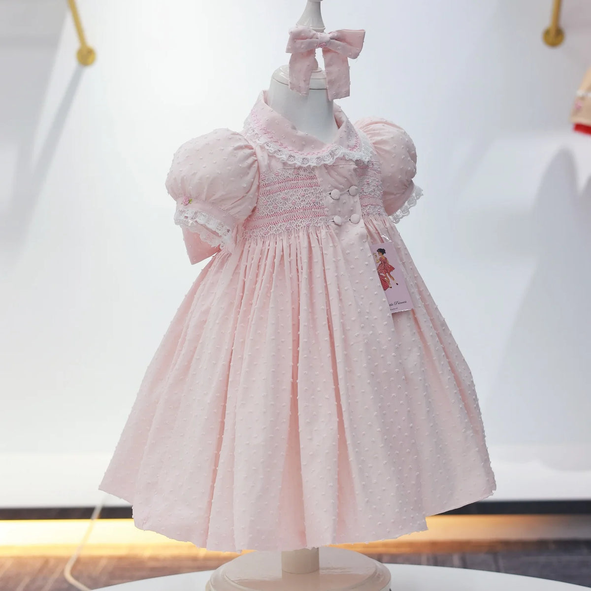 0-12Y Baby Girl Summer Pink Handmade Embroidery Smocked Dress With Pants for Eid Birthday Party Holiday Photography Casual A186
