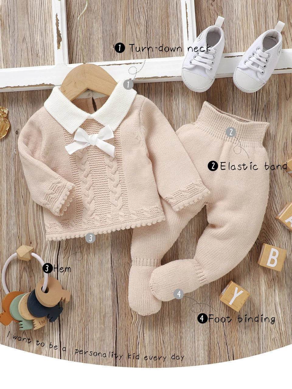 Fashion Baby Girl Clothes Sets Autumn Camel Turtle Neck Long Sleeve Knit Newborn Sweater Shirts+Pants Outfits 2pc Infant Costume