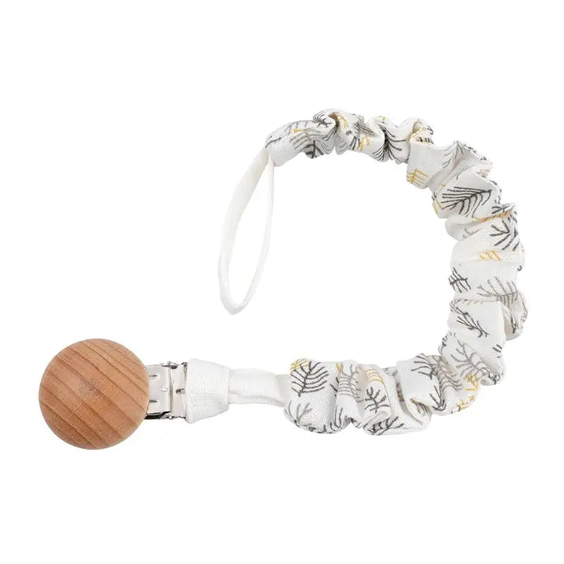 Baby Cotton Pacifier Chain Beech Wood Clip Infant Teething Toys Holder For Nipples Teether