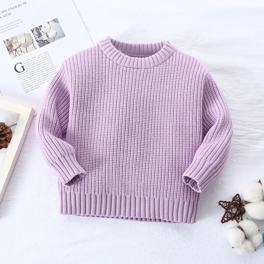 0-6Yrs Baby Boys Sweaters Spring Autumn Children Solid Color Basic Warm Knit Sweater Kids Girls Baby Pullover Sweaters Clothes