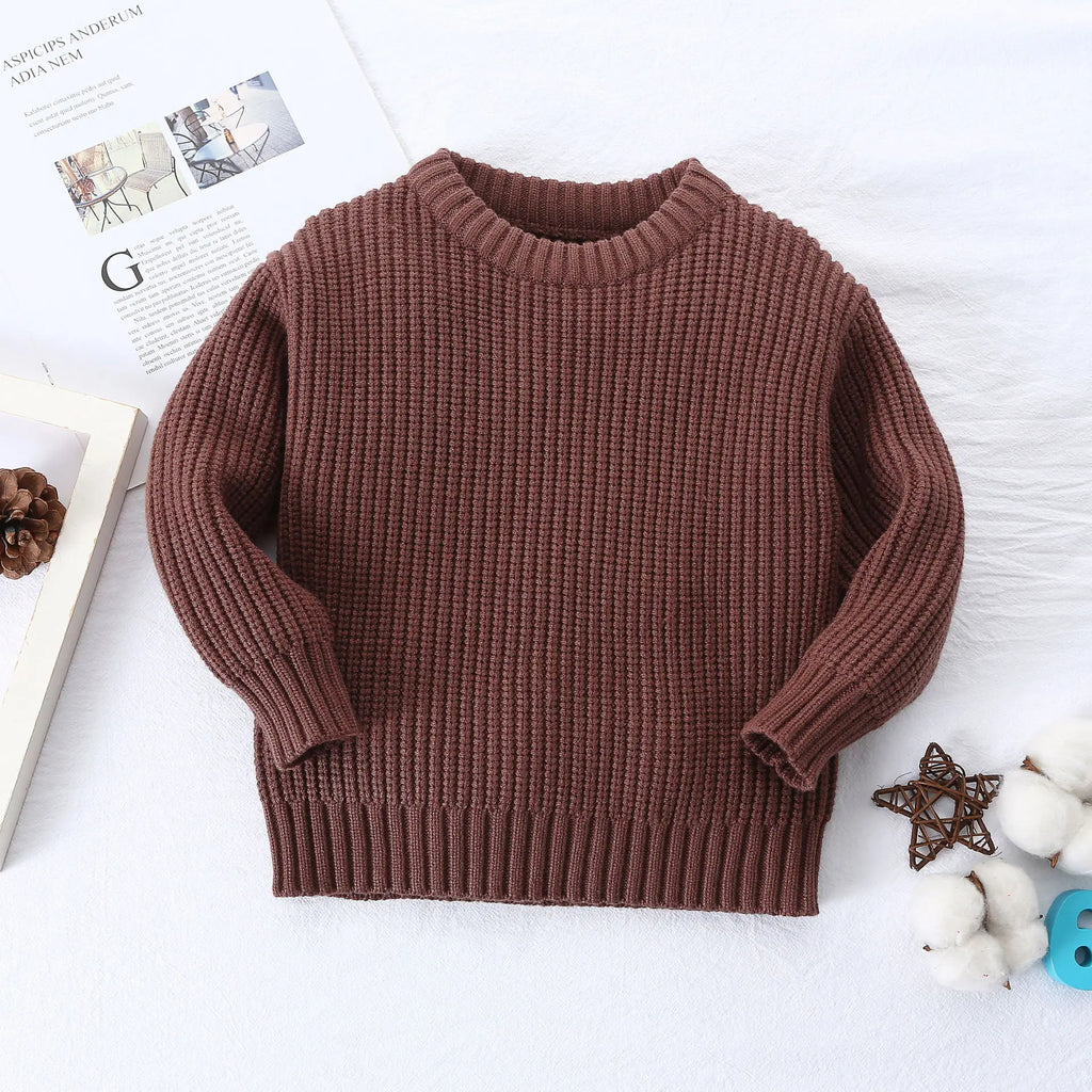 0-6Yrs Baby Boys Sweaters Spring Autumn Children Solid Color Basic Warm Knit Sweater Kids Girls Baby Pullover Sweaters Clothes
