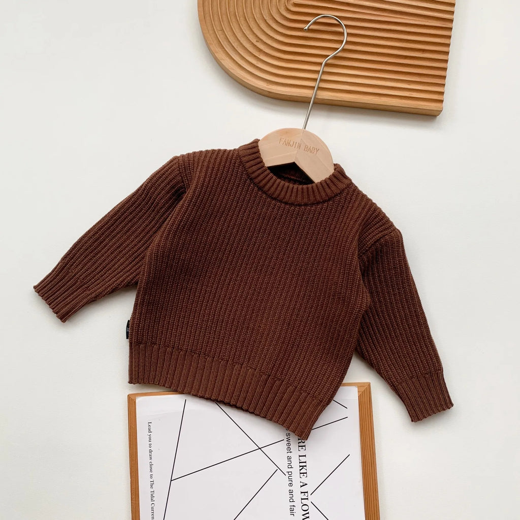 0-6Yrs Baby Boys Sweaters Spring Autumn Children Solid Color Basic Warm Knit Sweater Kids Girls Baby Pullover Sweaters Clothes