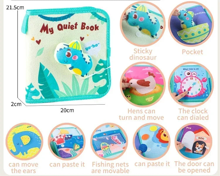 Montessori Busy Book for Toddlers, Activity Books for Airplane Car, Sensory Travel Toys, Preschool Learning Toys For Boy & Girl