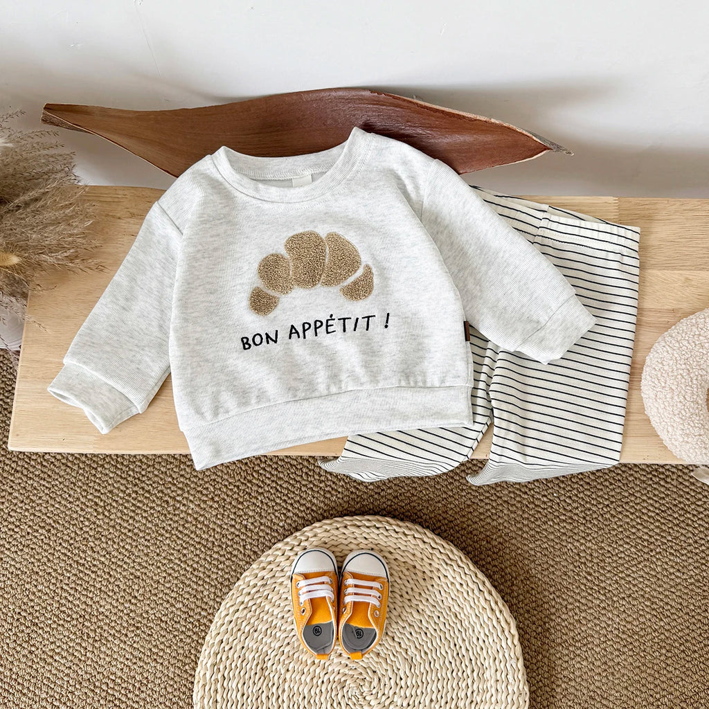 Ins Newborn Clothes Boys Girls Sets Spring 2Pcs Cartoon Embroidery Long Sleeve Top+Pants Cotton Autumn Tracksuit Toddler Outfit