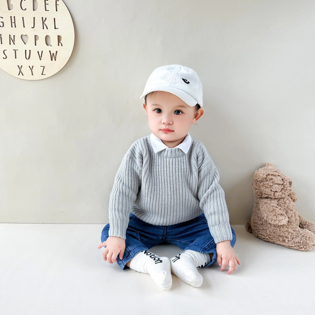 0-6Yrs Baby Boys Sweaters Spring Autumn Children Solid Color Basic Warm Knit Sweater Kids Girls Baby Pullover Sweaters Clothes
