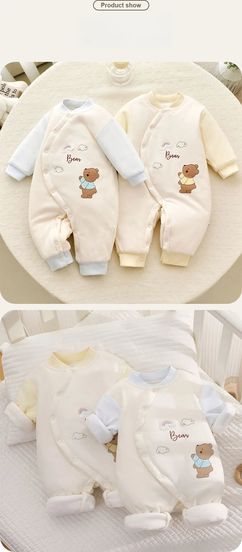 AYNIGIELL Baby Winter Clothing, Pure Cotton Thickened Warm Baby Cotton Clothing, 0-18 Months Newborn Baby Outdoor Clothing
