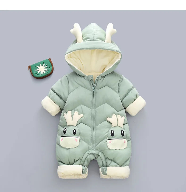 Newborn Clothes  Winter Cozy Winter Jumpsuit for Newborns, Warm Snug-Fit Romper with Hood, Soft Active Play Wear for Babies