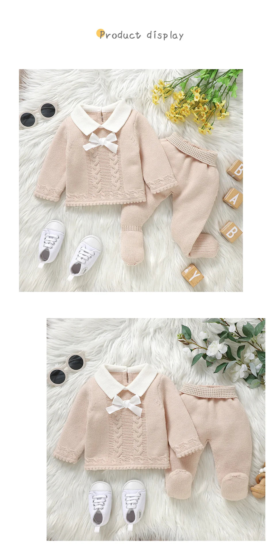 Fashion Baby Girl Clothes Sets Autumn Camel Turtle Neck Long Sleeve Knit Newborn Sweater Shirts+Pants Outfits 2pc Infant Costume