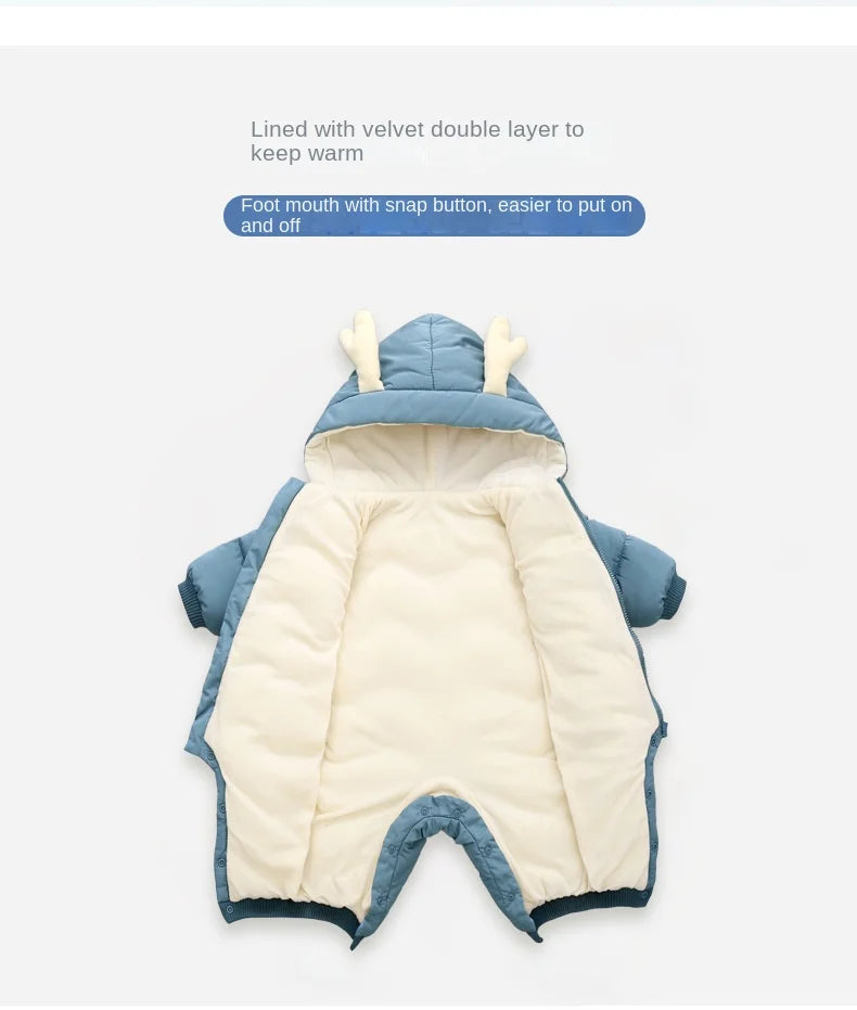 Newborn Clothes  Winter Cozy Winter Jumpsuit for Newborns, Warm Snug-Fit Romper with Hood, Soft Active Play Wear for Babies