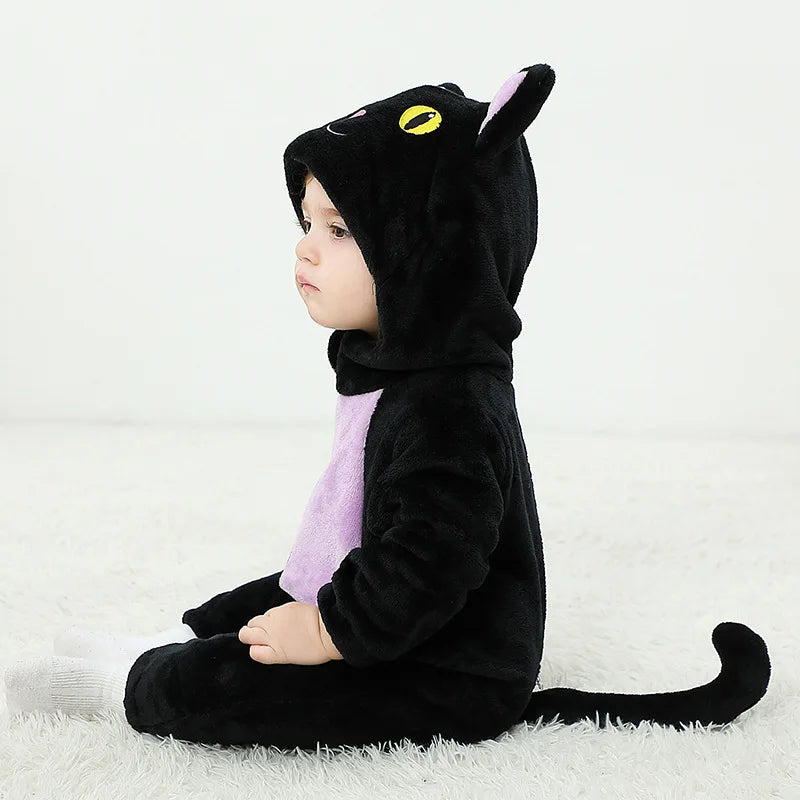 Halloween Cosplay Newborn Baby Boy Girl Clothes Romper Cartoon Cat Costume Jumpsuit  Winter Warm Onesie Outfits for Boys Girls