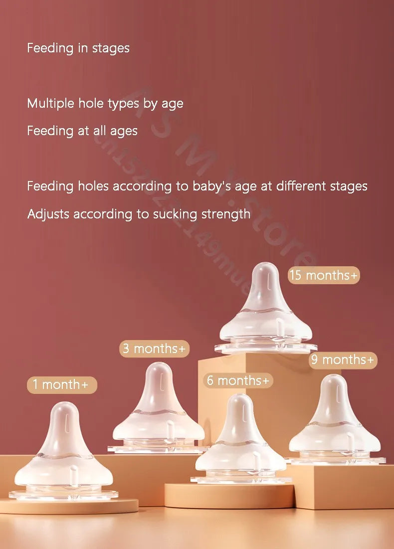 Baby nipples /for pigeon 2nd / 3rd generation bottles, silicone natural taste, wide diameter 5CM universal nipple/