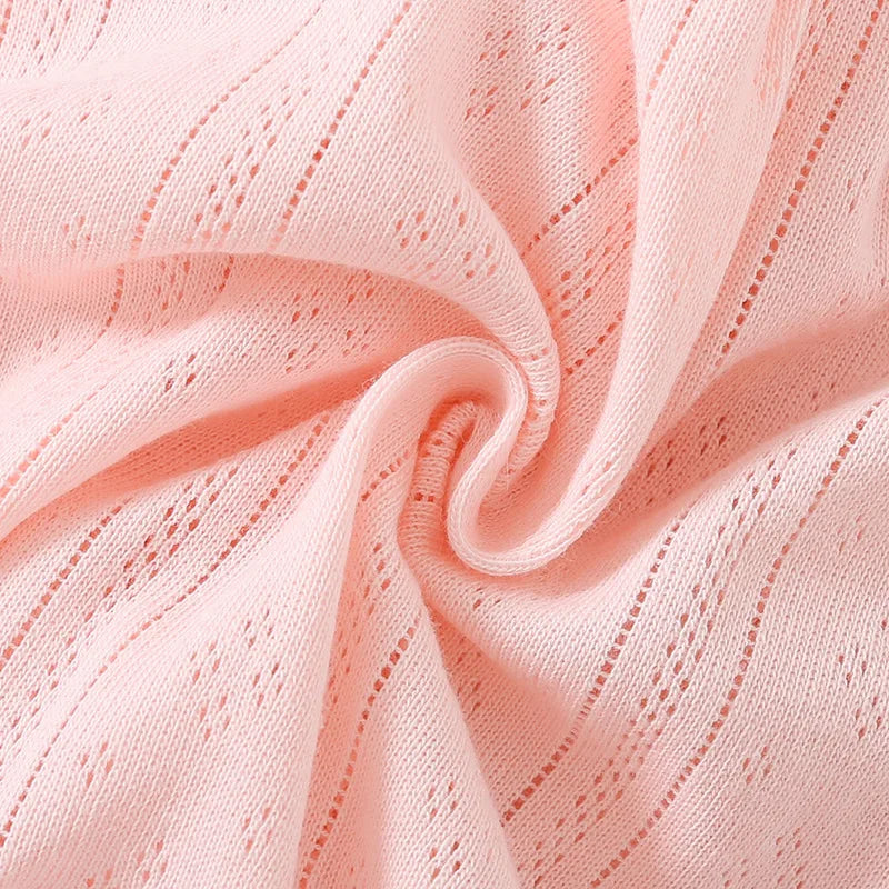 2025 Summer Newborn Baby Girl  Pink Thin Short-Sleeve Romper Princess Style Cute Pure Cotton Baby Girl Clothes