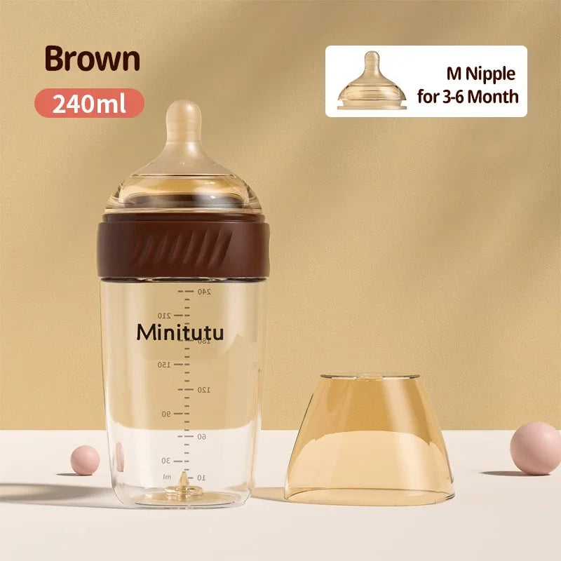 160ML/ 240ml Glass Milk Bottle for Newborn Babies Feeding Bottle Anti-Choke Baby Bottle Infant BPA Free 0-1Y
