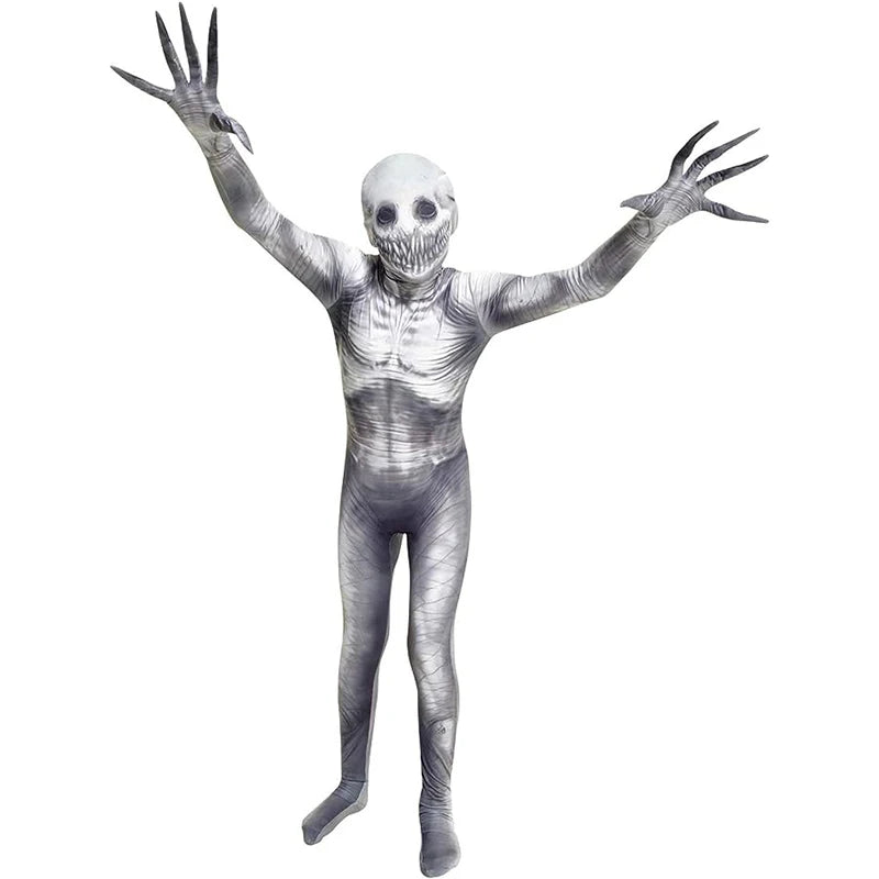 Children Horror Onesie Halloween Printed Zipper Costume Kids Party Performance Costume Dress Up Carnival