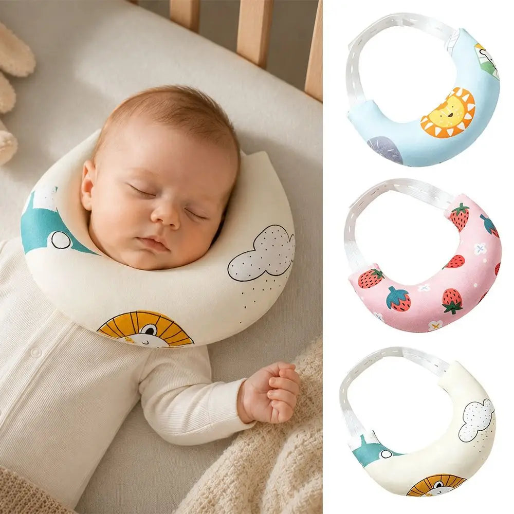 Cotton Baby Neck Support Pillow Curved Design Removable Pillowcase Baby Sleeping Pillow Soft Touch Hidden Zipper