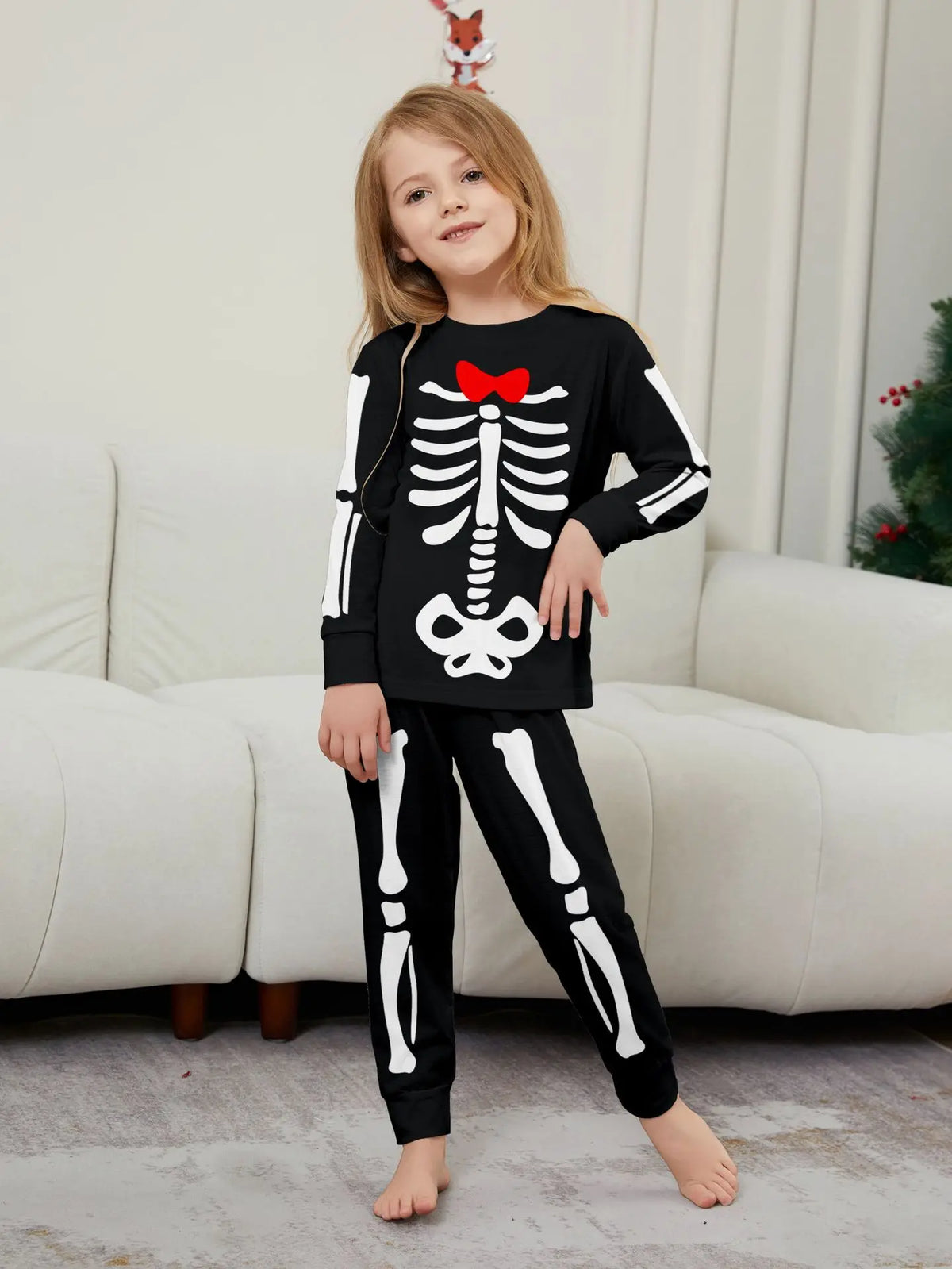 Halloween parent-child home costume European and American skull bone adult children and baby horror prank costume pajama set