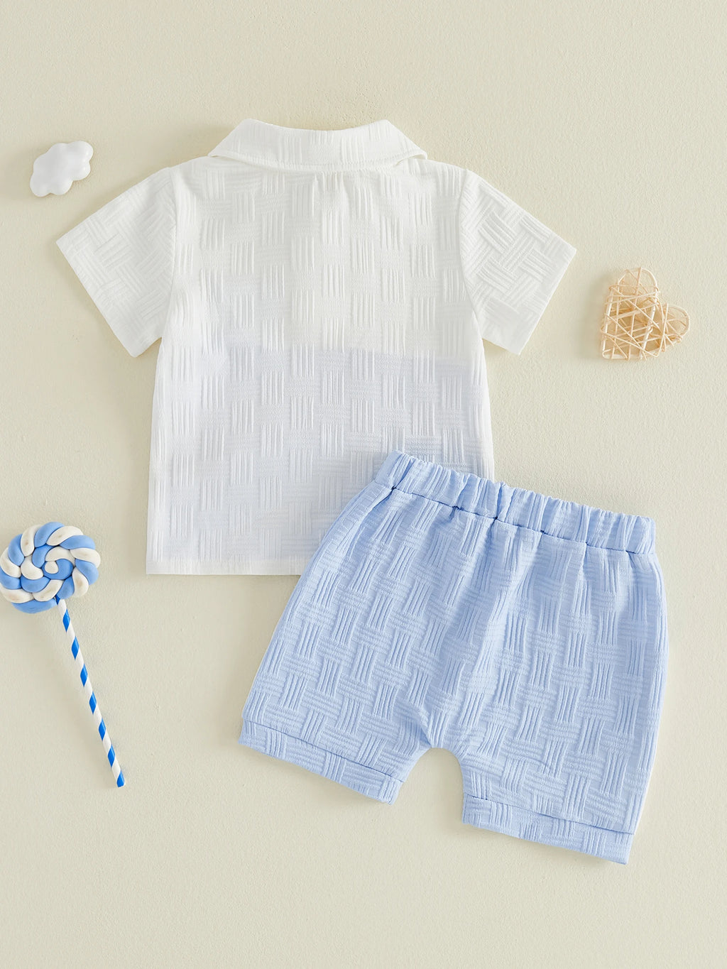 0-4Y Baby Boys Summer Outfits Contrast Color Lapel Short Sleeves T-Shirt Elastic Shorts Set Casual Boys 2 Piece Clothes Set