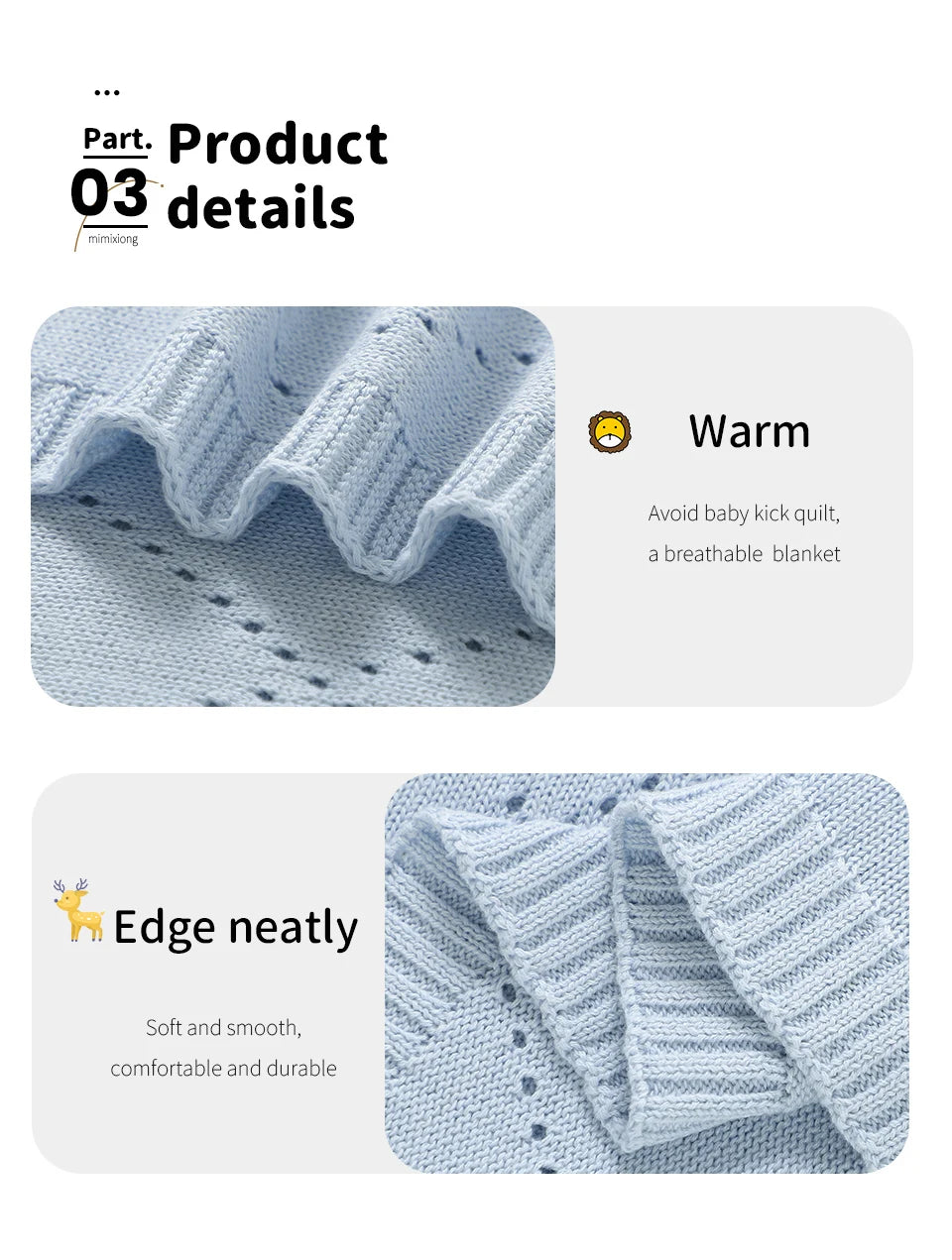90*70cm Cotton Baby Blankets Knit Newborn Boys Girls Sleeping Covers Stuff for Stroller Bed Best Comfort Infant Toddler Cellular