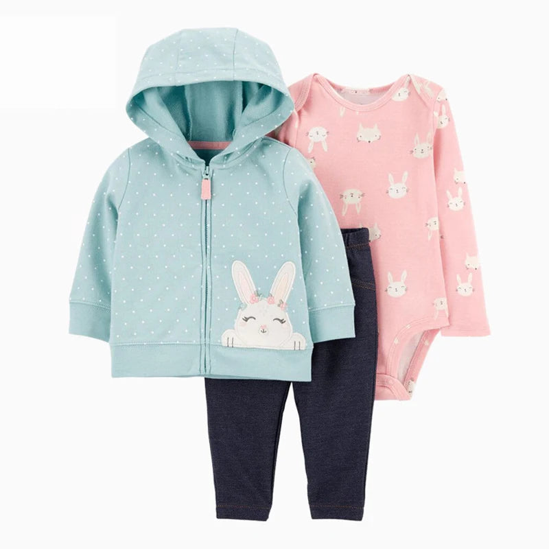 3pcs Baby Clothes Set for Newborns Toddler Girl Boy Clothes Hooded Jacket Trousers + Bodysuits 3pcs Child Sets Infant Outfits