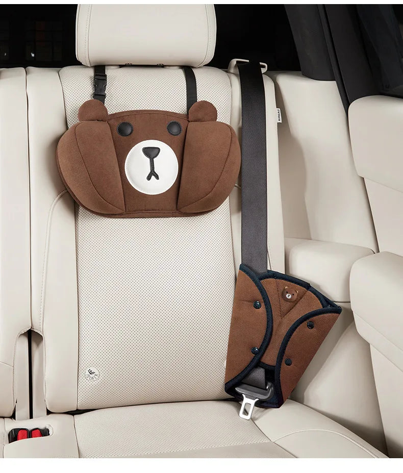 1Set Car Cute Cartoon Pillow Car Mounted Child Sleeping Pillow Car Removable Comfortable Breathable Headrest Lumbar Support