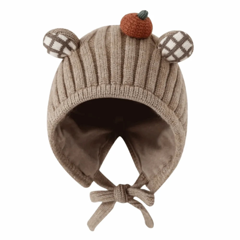 Cute Winter Baby Crochet Hat Cold-Resistant 5-24 Months Toddler's Plush Knitted Hat Breathable Windproof Kids Ear Protection Hat