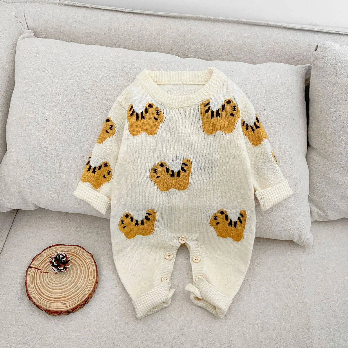 Newborn Baby Clothes 2026 Spring Boys' and Girls' Sweaters Jumpsuit Cute Cartoon Knitted Climbing Clothes