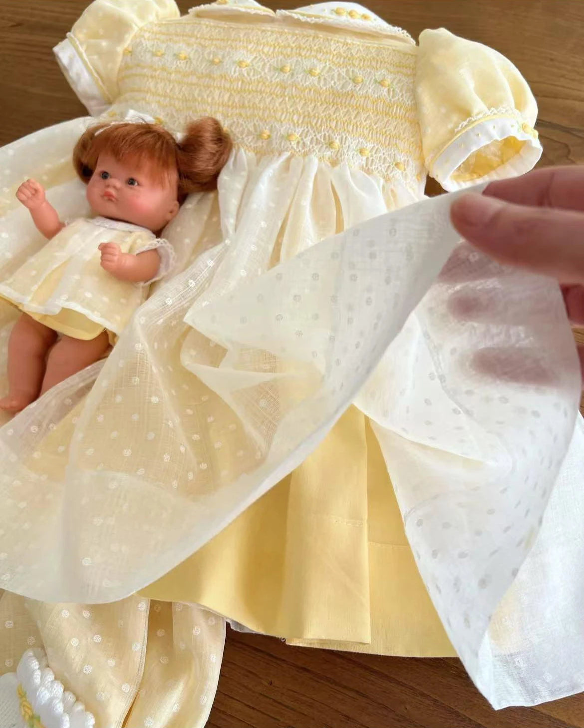0-12Y Baby Girl Summer Handmade Embroidery Smocked Yellow Vintage Princess Dress for Birthday Photography Holiday Eid A267