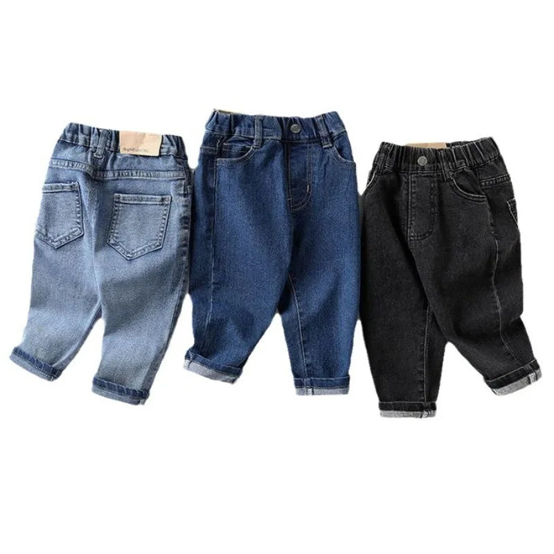 2026 Kids Boys Jeans BELLBELL Autumn 1-6Yrs Baby Boys Solid Denim Pant Winter Integrated Warm Toddler Infant Boys Trousers