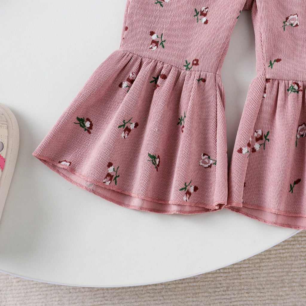 Spring and Autumn New Style Girls Are Sweet and Comfortable 1-4 Years Old White Long-Sleeved Color Matching Top + Trousers
