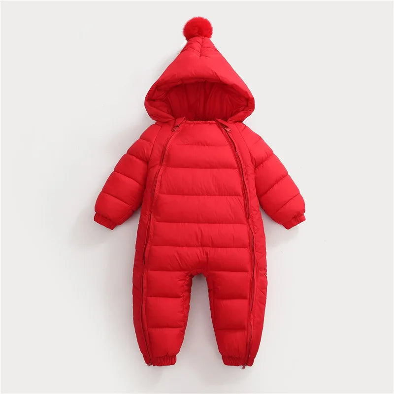 New Newborn Baby Clothes Jumpsuit, Solid Color Crawling Clothes for Boys and Girls Aged 0-3 Years, Winter Cotton Outfits for
