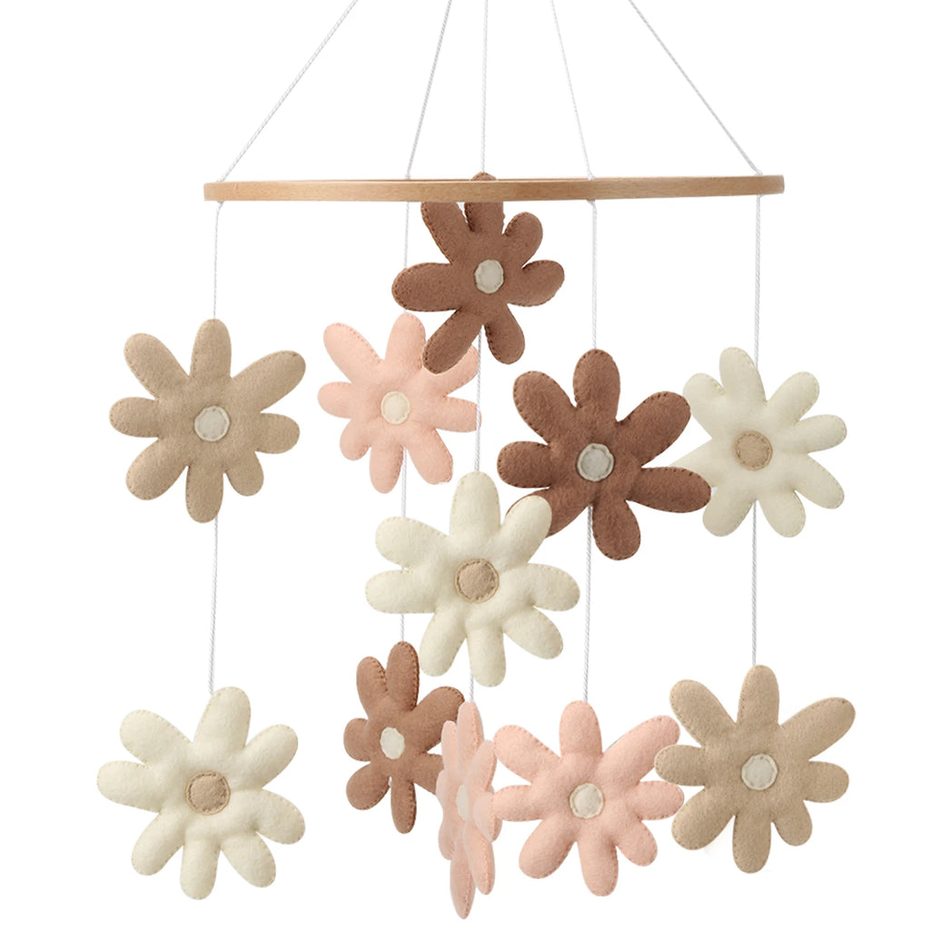 Baby girl mobile Daisy nursery decor Flower baby Crib mobile