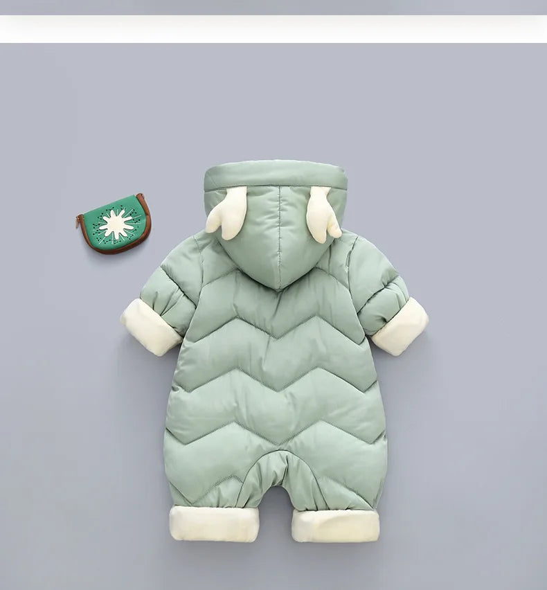 Newborn Clothes  Winter Cozy Winter Jumpsuit for Newborns, Warm Snug-Fit Romper with Hood, Soft Active Play Wear for Babies