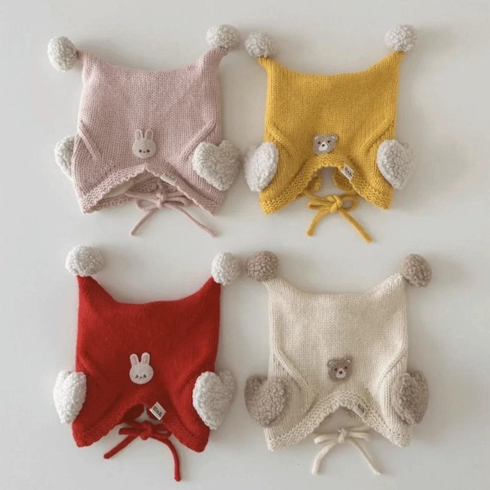 Cute Winter Baby Crochet Hat Breathable Cold-Resistant Toddler's Knitted Hat 6-24 Months Windproof Ear Protection Hat