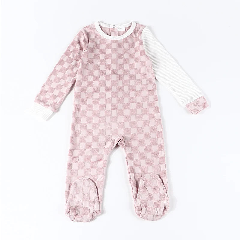 Baby romper kids clothes long sleeves colorblock footie baby overalls terry material boy/girl clothes for all season baby romper
