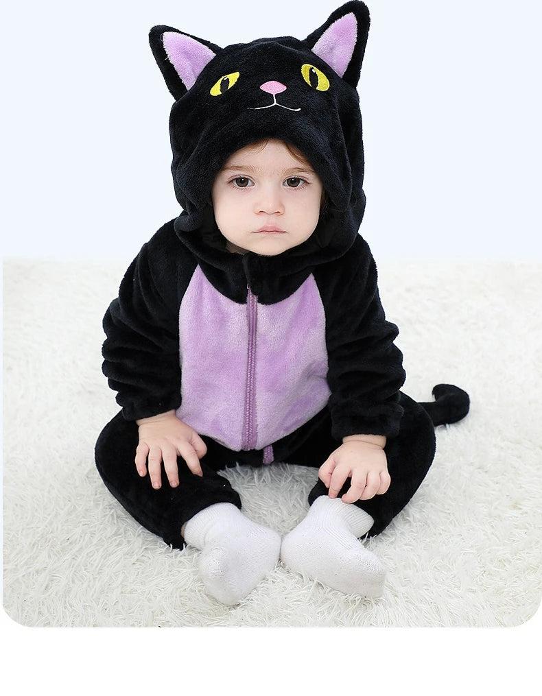 Halloween Cosplay Newborn Baby Boy Girl Clothes Romper Cartoon Cat Costume Jumpsuit  Winter Warm Onesie Outfits for Boys Girls