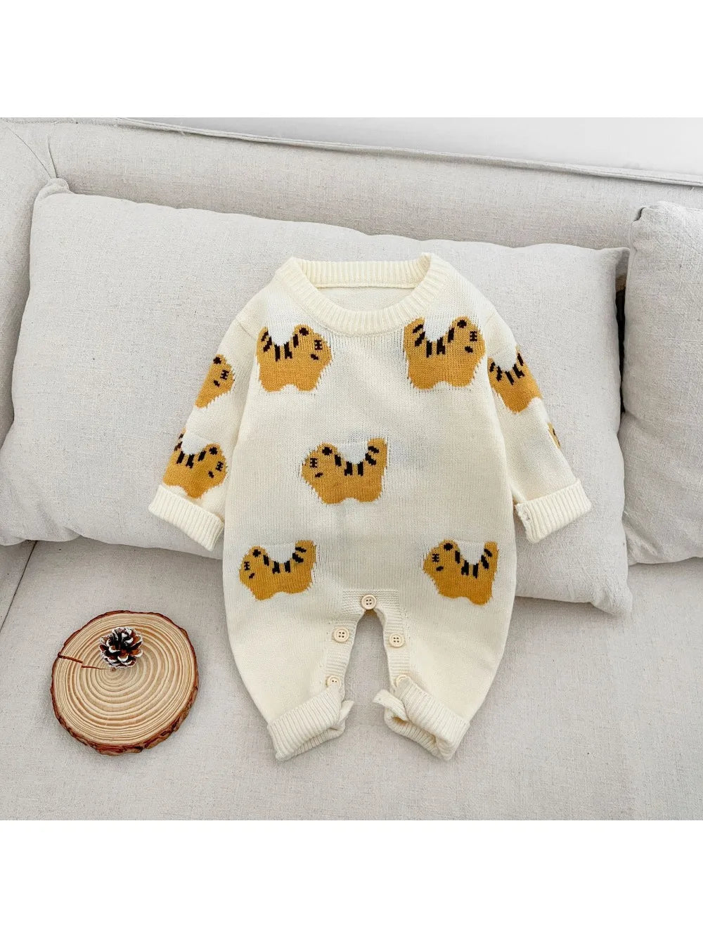 Newborn Baby Clothes 2026 Spring Boys' and Girls' Sweaters Jumpsuit Cute Cartoon Knitted Climbing Clothes