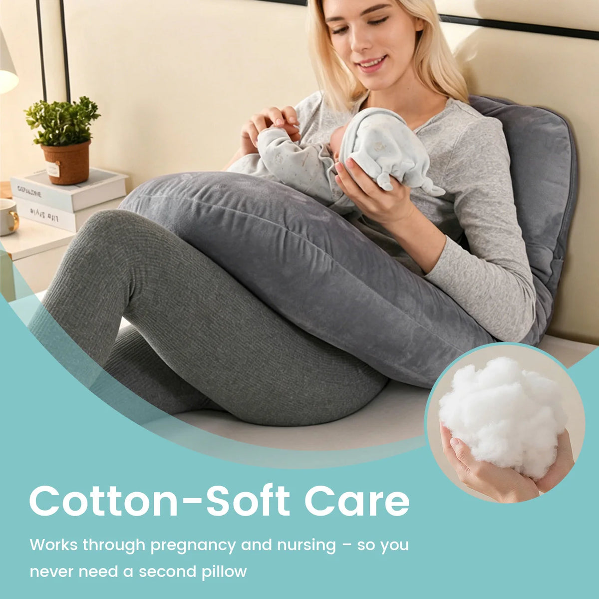 G-Shape Maternity Pillow - Full Body Support Pregnancy Pillow for Side Sleeping, Nursing & Comfort, Gray