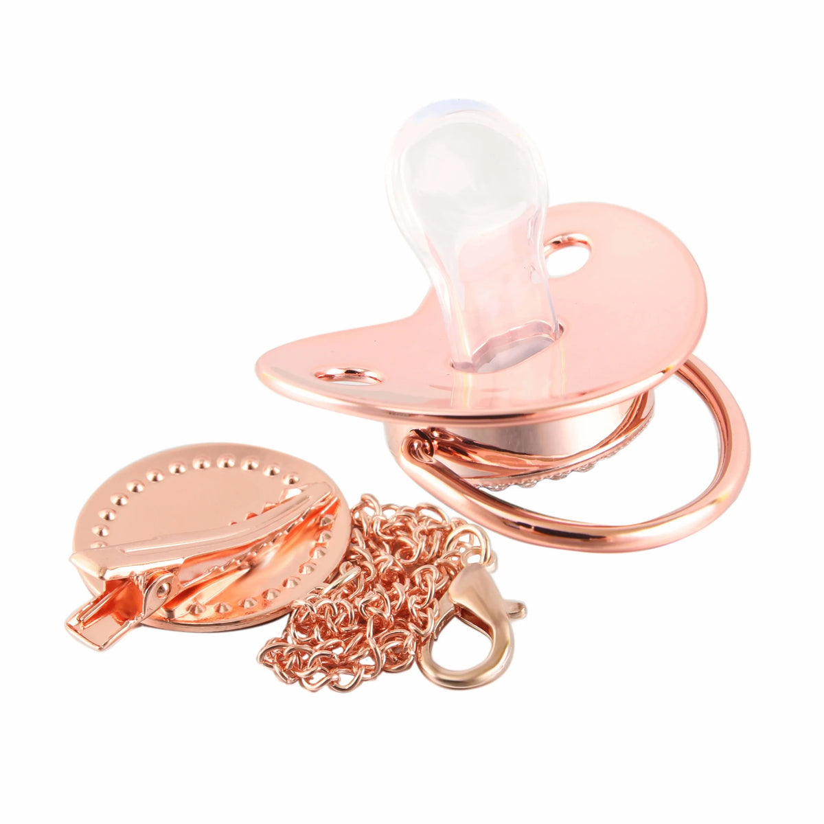 26 Letters Baby Pacifier Clip Rose Gold Bling Pacifiers Holder Silicone Soother Nipple Dummy Baby Shower Gifts