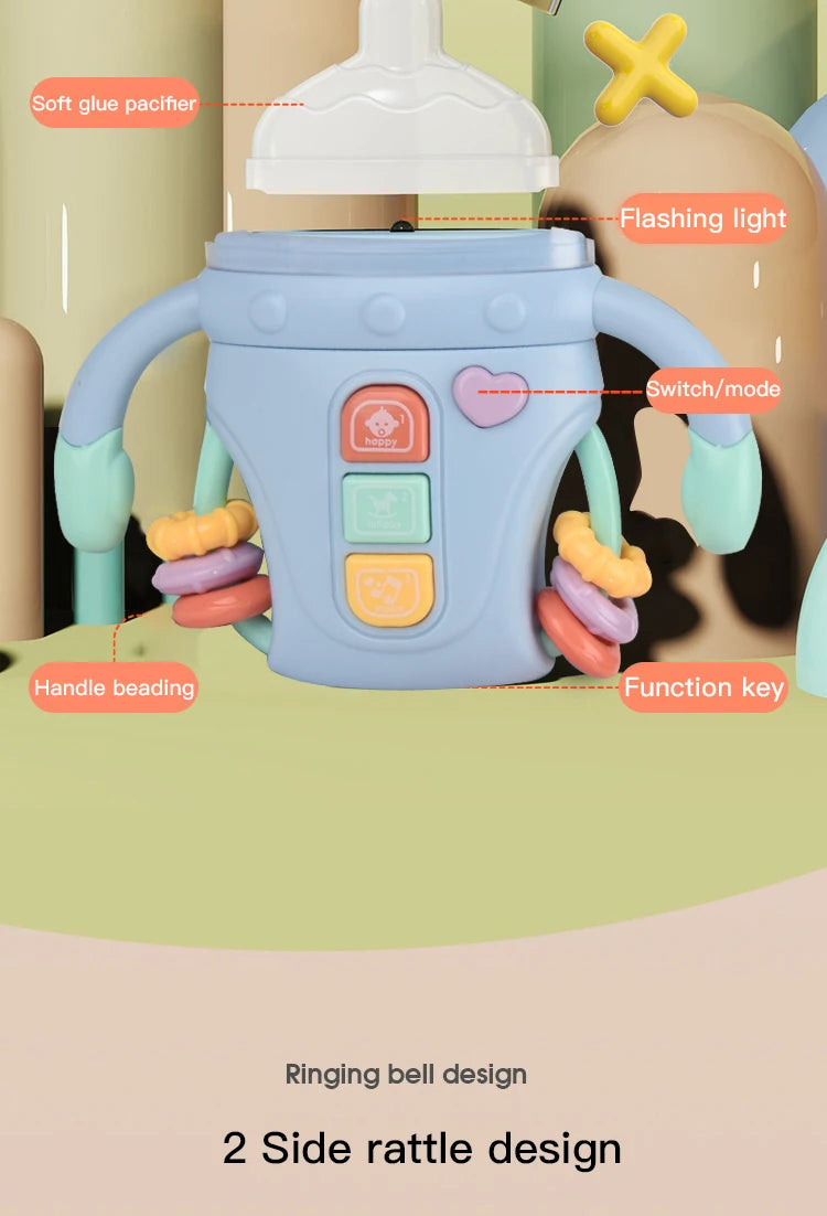 Baby Rattle Toy Musical Sensory Learning Toy with Music and Lights Pacifier Teething  for Toddlers Boys and Girls Gifts 0-24M