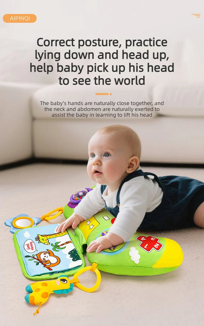 1Pc Soft U-shaped Baby Tummy Pillow, comfy head lifting training cushion, fun play mat and practical gift for newborns
