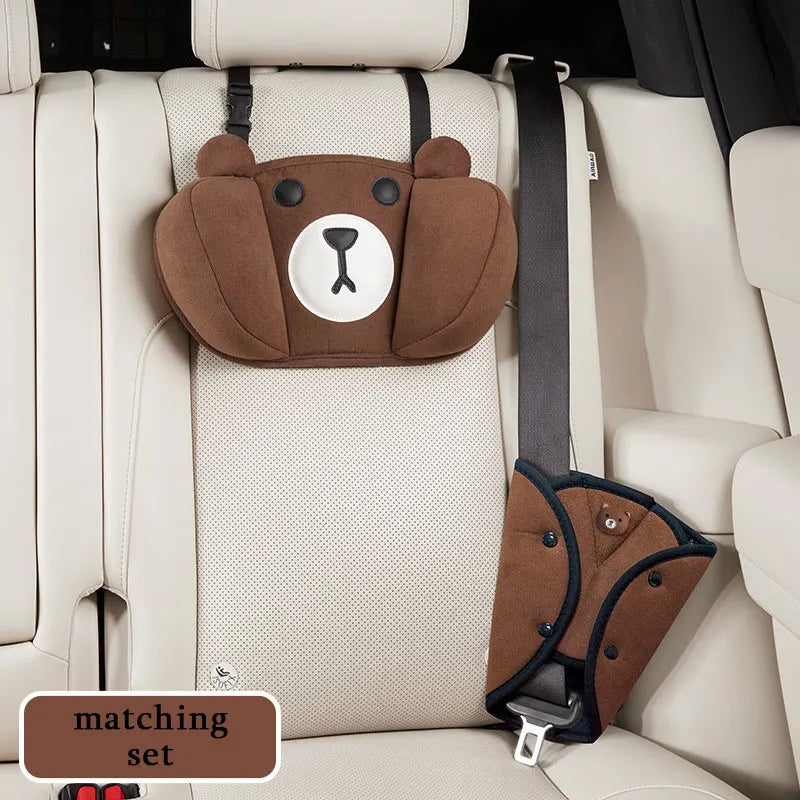 1Set Car Cute Cartoon Pillow Car Mounted Child Sleeping Pillow Car Removable Comfortable Breathable Headrest Lumbar Support