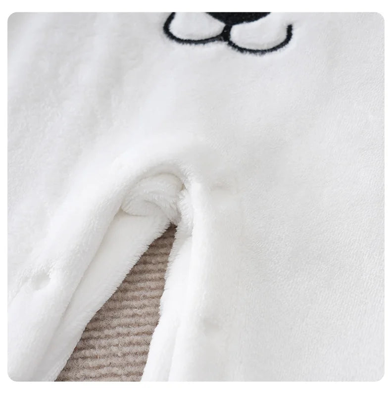 Baby Flannel Jumpsuit Winter Thick Warm Clothes Baby Cartoon Outdoor Clothes Cold Proof Snow Clothes