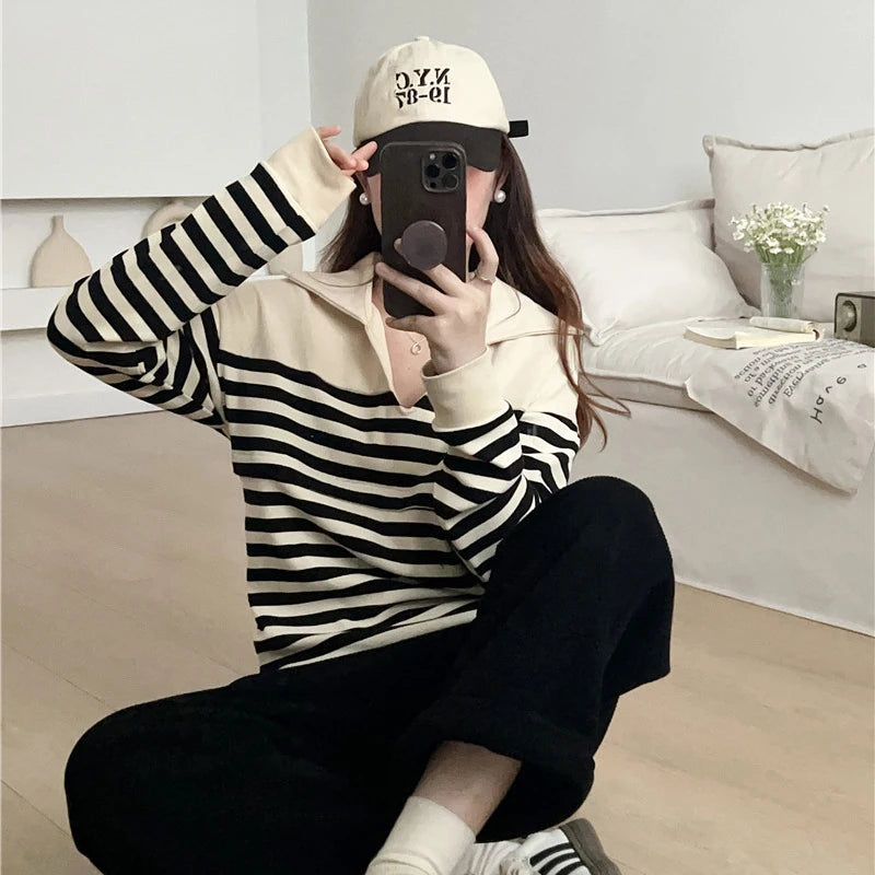 Breastfeeding Blouses Clothes For Pregnant Women Cotton Stripe Spring Autumn Long Sleeve Maternity Clothing Nursing Clothes