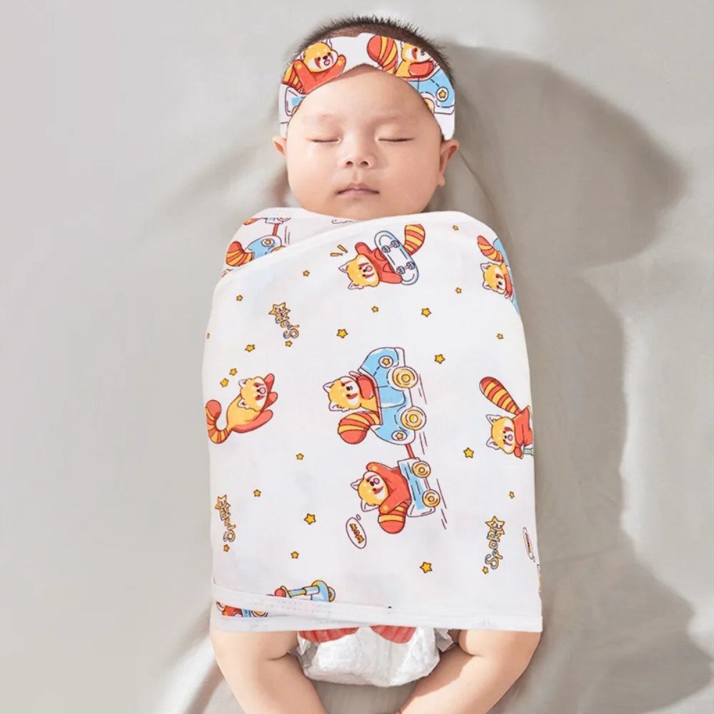 Comfortable Anti-startle Baby Sleeping Bag Cotton Single Layer Baby Swaddle Blanket Cartoon Newborn Sleep Bag Wrap