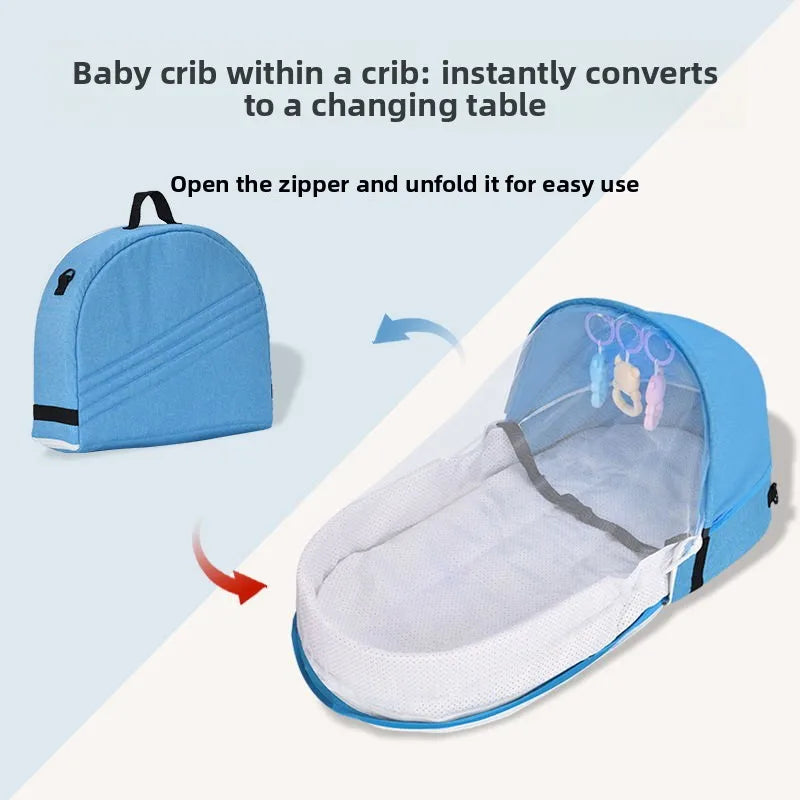 Portable Folding Anti-Crush Baby Bed Mid-Size Crib for Newborns Isolation Bionic Travel Baby Bed