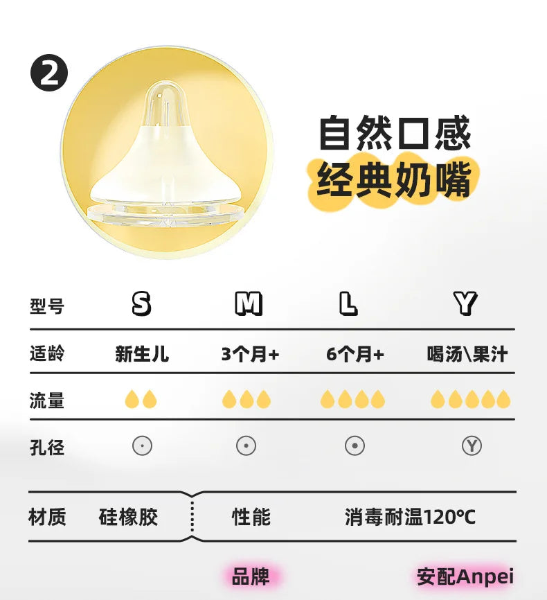 Baby nipples /for pigeon 2nd / 3rd generation bottles, silicone natural taste, wide diameter 5CM universal nipple/