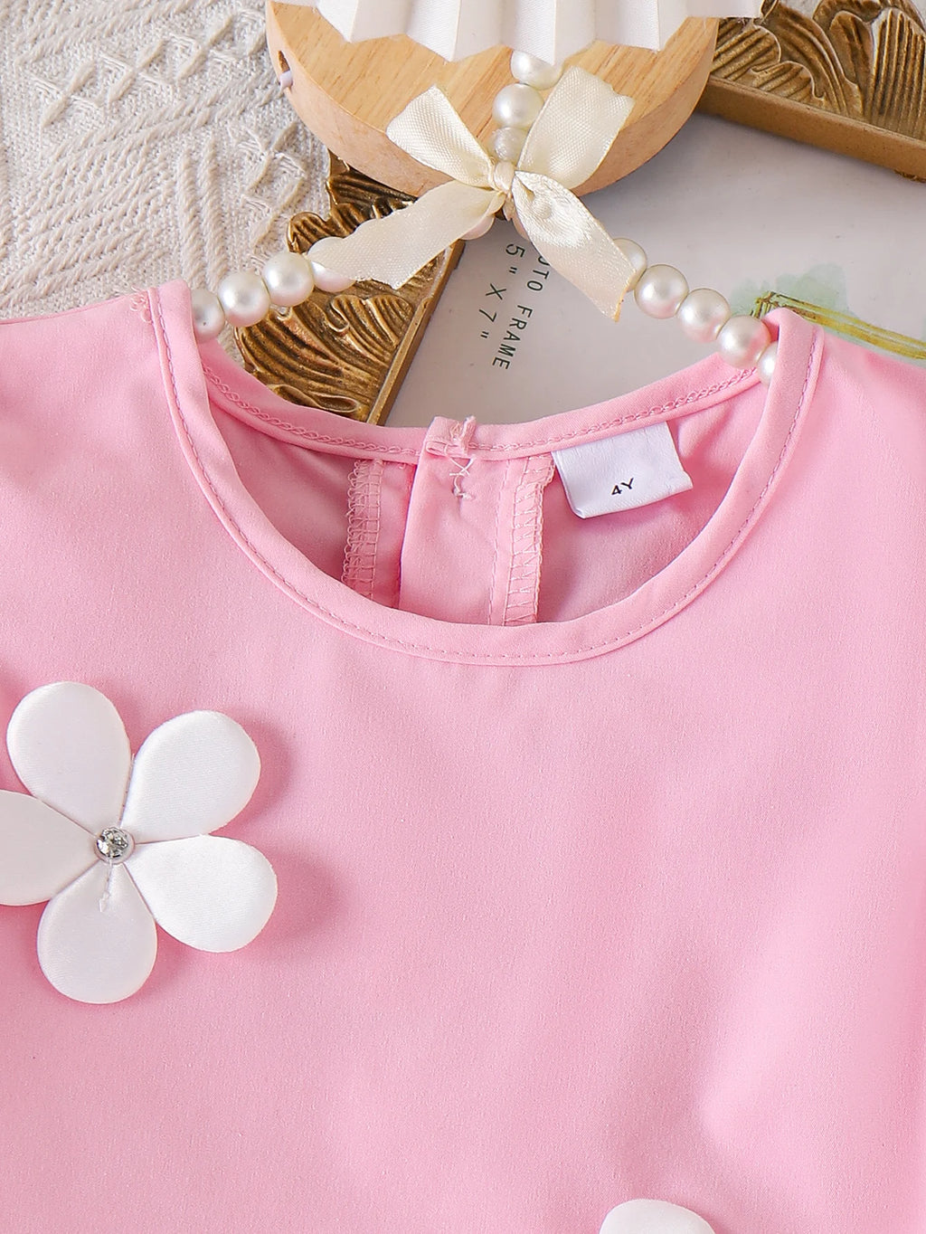 Cross-border Summer New Girl Sweet and Comfortable 4-7 Years Old Pink Top + Pantsuit