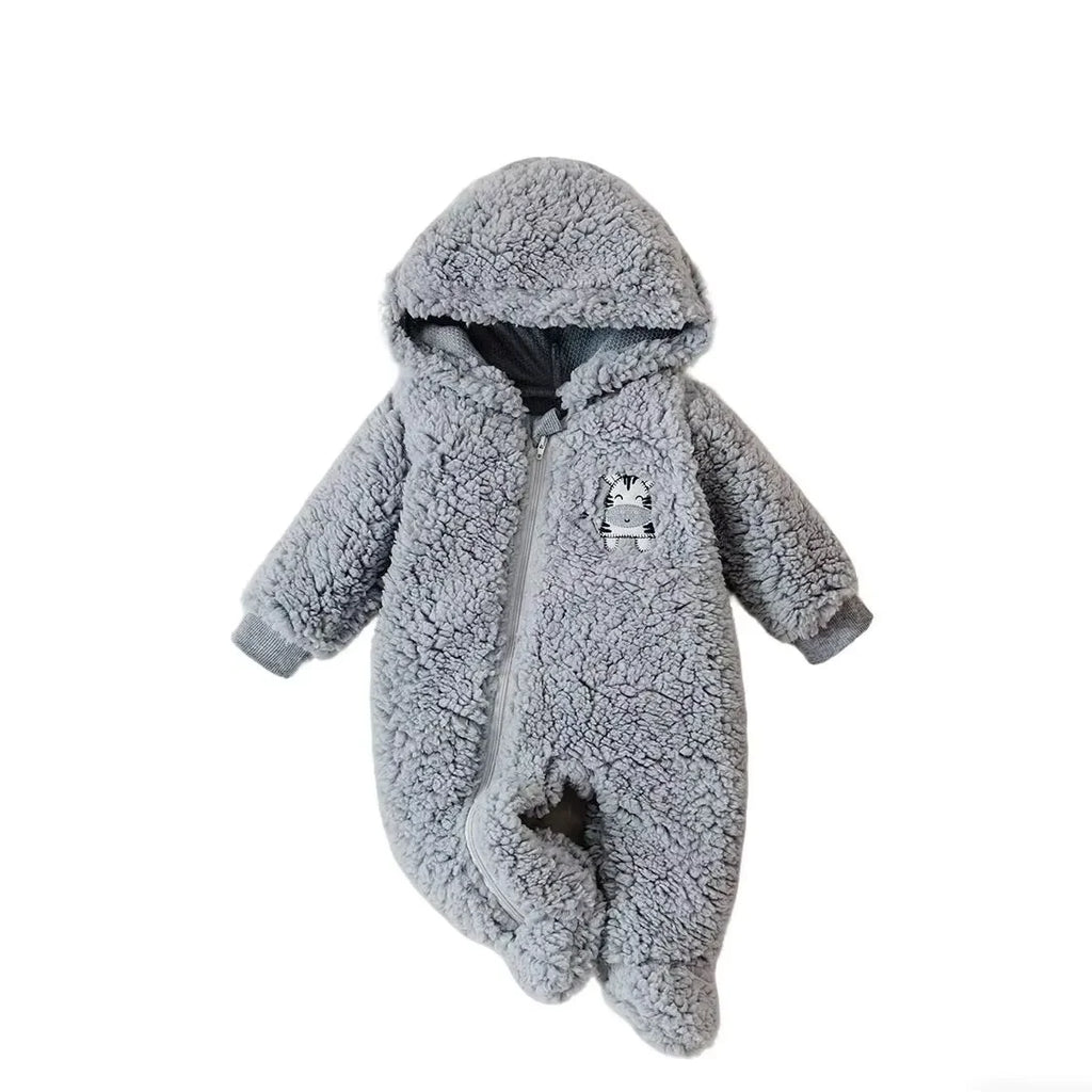 Baby Autumn Winter Plush Crawling Suit Cartoon Bull Design Soft Warm Cloud-like Wrap Sensation for Babies